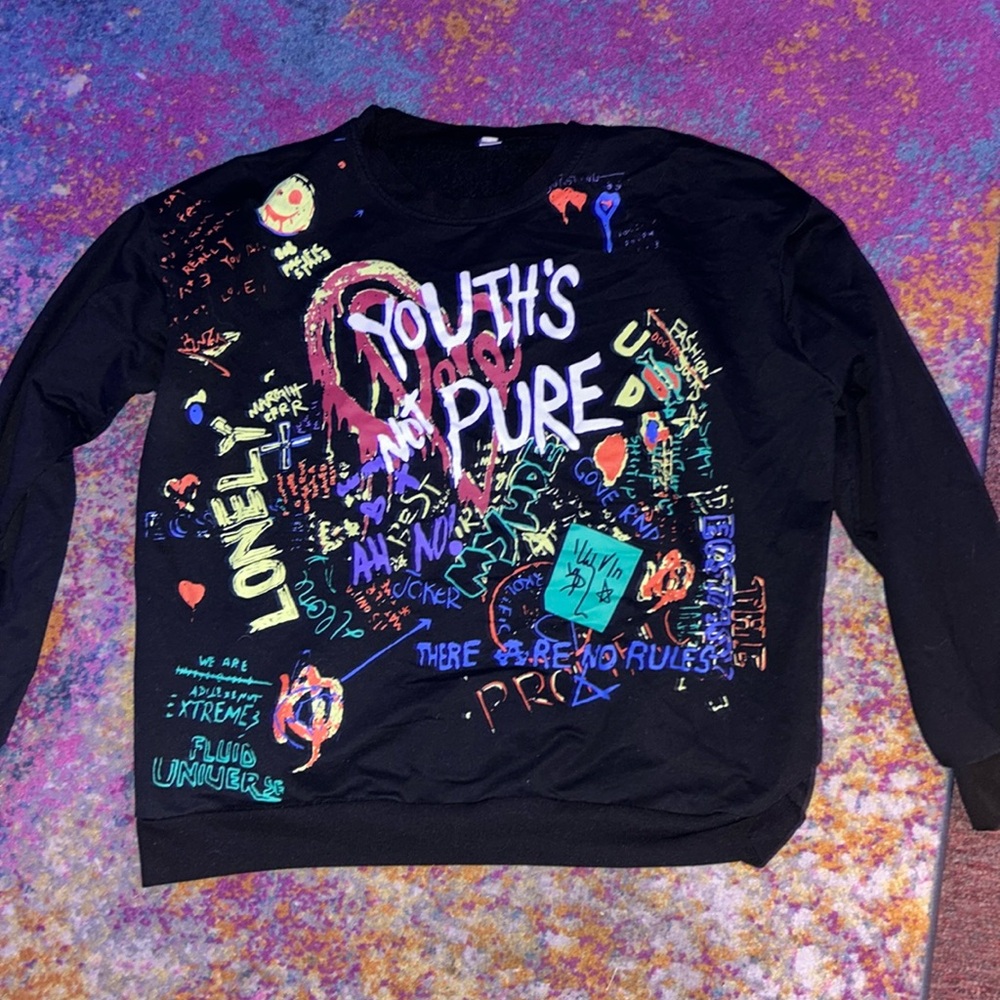 Black Goth Graffiti pullover sweatshirt